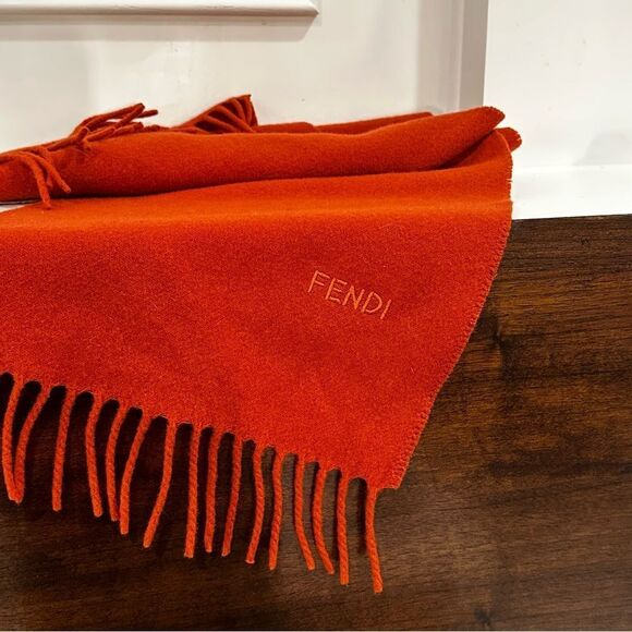 Vintage Fendi | orange rust 100% wool vintage fencing wool scarf (dmg) - Picture 1 of 12